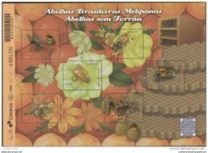 RO) 2015 BRAZIL, BEES, INSECTS HYMENOPTERA, ANTOFILOS, BEE HONEY - FOOD, PANELS, - Picture 1 of 1