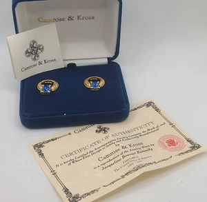 Camrose Kross Earrings JBK Blue Rhinestone Signed Clip Ons Jacqueline Kennedy - Picture 1 of 6
