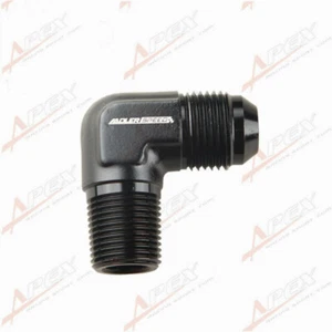 USA AN8 8AN AN-8 To 3/8" NPT 90 Degree Male Aluminum Fitting Adapter Black - Picture 1 of 5