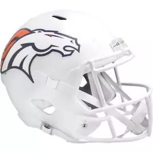 Casco de fútbol americano Denver Broncos blanco alternativo réplica de 2 velocidades tamaño completo - Imagen 1 de 4