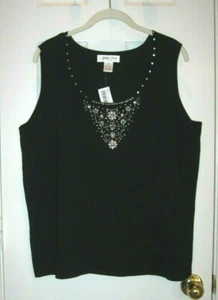 NWT ~ JUDITH HART Black Embellished Sleeveless Sweater Knit Cami ~ SZ 1X - Picture 1 of 6