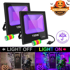 2 PACK 150W LED UV Black Light Birthday Party Decor Floodlight Glow In Dark IP66 - Picture 1 of 12