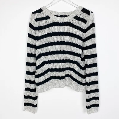 H&M Black Gray Stripe Sweater Womens Size S - Image 1 of 4