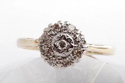 Diamantring antik Jugendstil Achtkant Schliff 750 18K Gelb Gold Gr. 49 * - Bild 1 von 4