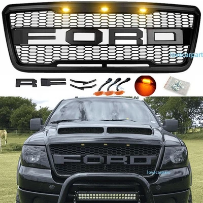 Parrilla para Ford F150 2004 05 06 07 2008 F-150 parrilla superior con 3 LED y letra Foto 1 de 4