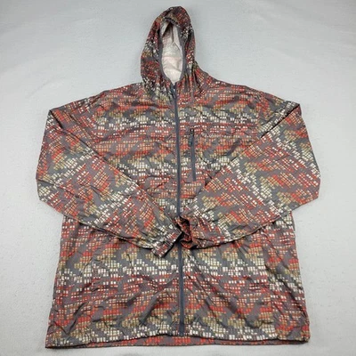 Columbia Jacket Mens Large Gray Red Hooded Windbreaker Full Zip Lightweight - Image 1 of 4