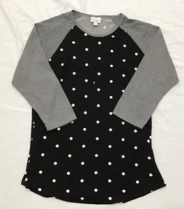 Lularoe “Randy” Black W/white Polka Dots / Grey Sleeves / Size Large - Picture 1 of 3