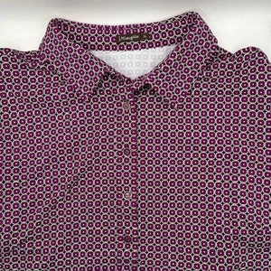 J. McLaughlin Catalina Top Womens XL Purple Geometric Collar 3/4 Sleeve Stretch - Picture 1 of 9