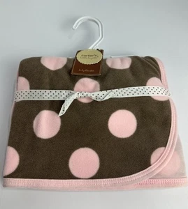 Rarität Neu mit Etikett Carters Microfleece braun und rosa gepunktet Kreise Punkte Babydecke - Bild 1 von 5