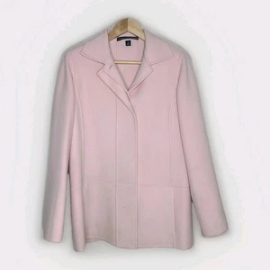 Linda Allard Ellen Tracy Light Pink Button Down Wool Coat Jacket Size Large  - Picture 1 of 7