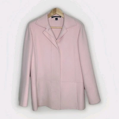 Linda Allard Ellen Tracy Light Pink Button Down Wool Coat Jacket Size Large  - Image 1 of 4