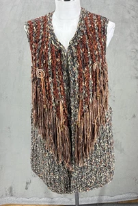 Vintage Estelle Gracer Womens Handwoven Cardigan Vest Jacket Knit Aztec Western - Picture 1 of 15