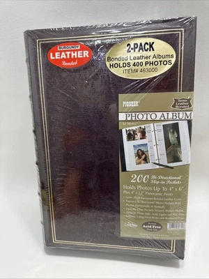 Vtg Bonded Leather Burgundy Photo Album Set Hold 400 Pics Pioneer NEW Sealed - Image 1 of 3