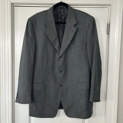 Blazer para hombre CANALI Proposta 44R gris espiga lana abrigo deportivo silencioso de lujo Foto 1 de 4