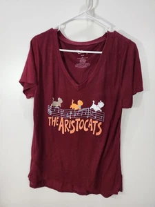 Disney Womens Plus Size XXL T Shirt Blouse Aristocats Burgandy - Picture 1 of 9