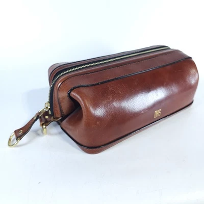 Vintage UTILI-KIT by Bosca Leather Travel Toiletry Shave Kit. Brown. - Image 1 of 4
