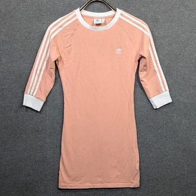 Adidas Vestido 3 Rayas Mujer Pequeño Deportivo Pullover Elastizado Años 90 Estilo Y2K Foto 1 de 4