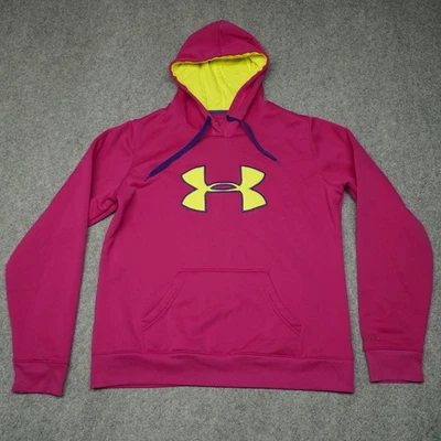 Under Armour Hoodie Women's Pink Yellow LG Polyester UA Storm - Image 1 of 4