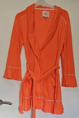 GENUINE JUICY COUTURE CORAL ORANGE TERRY BELTED SHORT RUFFLE HEM DRESSING GOWN M - Image 1 of 4