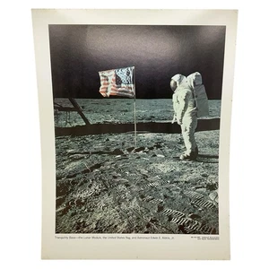 Vintage Apollo 11 Moon Landing Photo of Astronaut Aldrin and US Flag - Picture 1 of 5