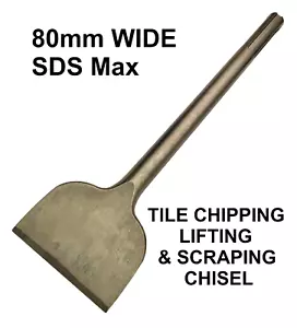 SDS MAX CHISEL 80mm WIDE JACK HAMMER FLAT TILE LIFTING SCRAPING JACKHAMMER - Foto 1 di 2