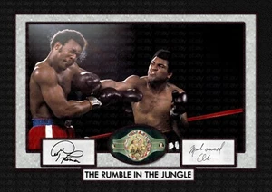 Muhammad Ali - George Foreman ORIGINAL A4 Signed PHOTO PRINT MEMORABILIA - Picture 1 of 5