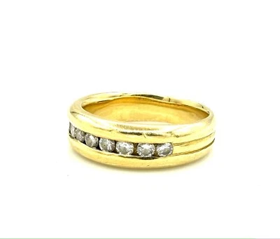 MAGNIFIQUE BAGUE OR 18 CARATS - Alliance en diamants 0,45 carat - 6,42 g - Photo 1/4