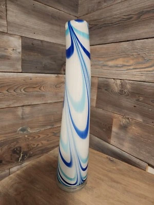 Contemporary White/Blue Glass Vase - Image 1 of 4