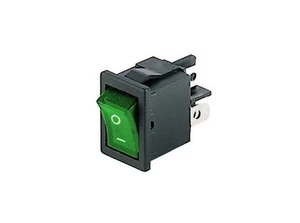 Interruttore a bilanciere 220V 6A bipolare tasto verde luminoso 12V switch 21x15 - Picture 1 of 1