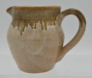 Mid Century Art Vase Tan Brown Beige Drip Glaze Studio Pottery MCM Vintage BOHO - Picture 1 of 9