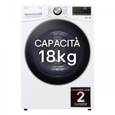 Lg Asciugatrice a Pompa di Calore 18 Kg A+++ Dual Inverter 82 cm RH18U8AVCW - Immagine 1 di 4