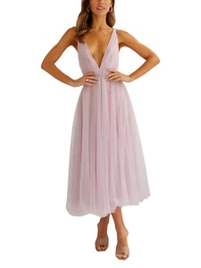 Vestidos de novia de mujer escote en V profundo líneas tul fiesta cumpleaños - Imagen 1 de 40