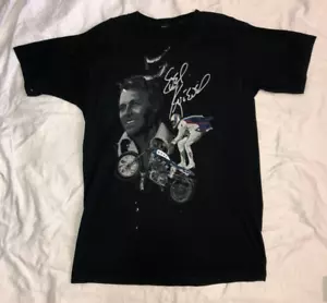 Vintage EVEL KNIEVEL T-Shirt Black Men's Medium - Picture 1 of 9