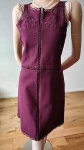 NEW TED BAKER MINI DRESS SIZE TB 1 UK 8 US 4 APPROXIMATELY 68%VISCOSE BURGUNDY - Picture 1 of 6