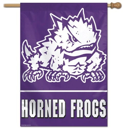 TEXAS CHRISTIAN TCU HORNED FROGS HOUSE FLAG 28"X40" WALL BANNER NCAA LICENSED - Image 1 of 1
