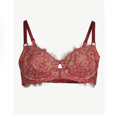 Sofia Intimates Talla 40D Pestañas Balconette Encaje Forrado Tazas Rojo/Dorado Foto 1 de 4