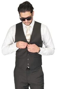 Men's Olive Green Dress Suit Vest 5 Button V Neck Adjustable Back Strap AZAR - Picture 1 of 2