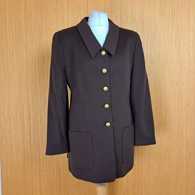 Louis Feraud Cashmere Jacket UK 16 Brown Long Blazer 100% Cashmere Vintage - Image 1 of 4