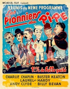 LAUREL AND HARDY CHAPLIN PIONEERS OF LAUGHTER 1959 FRENCH  11 X 14 POSTER CARD - Picture 1 of 1