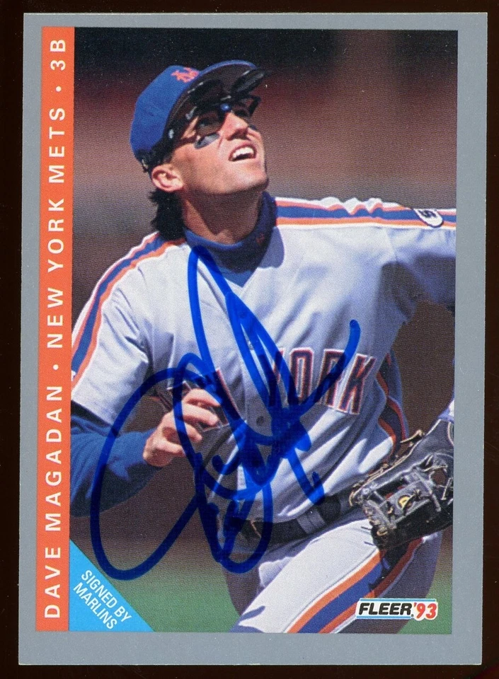 1993 Fleer DAVE MAGADAN Signed Card autograph AUTO METS MARLINS - Image 1 of 1