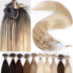 200 Strähnen Remy Extensions Echthaar Microring Loop Haarverlängerungen Nano Tip - Bild 1 von 41