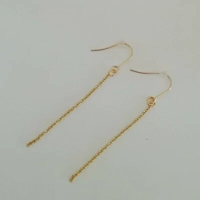 1 PAIRE BOUCLES D'OREILLES DORE CHAINES 6,5cm ACIER INOXYDABLE HYPOALLERGENIQUE - Photo 1/2