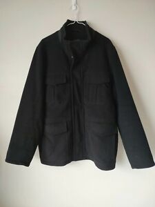DANIEL HECHTER Black 95% Wool Blend Jacket Duffle Coat Size XL Lined 