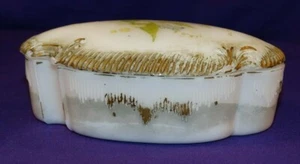 EAPG VINTAGE WEISS MILCHGLAS VIKTORIANISCH BEDECKT KOMMODE BOX WIRTS BROS NEW YORK - Bild 1 von 9