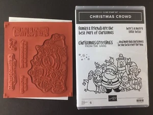 Stampin Up CHRISTMAS CROWD Rubber Cling Stamp Set Santa Elf Reindeer - Picture 1 of 7