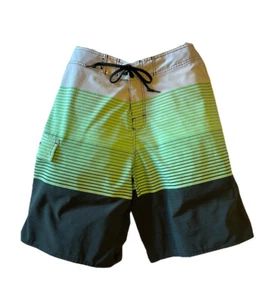 Pantalones cortos de tabla RS Surf para hombre 30 verdes/negros bloques de colores a rayas sin forro - Imagen 1 de 4