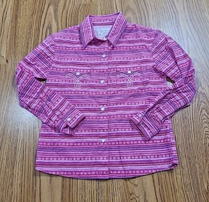 Panhandle Pink Red Purple Western Cowgirl Style  Girls Size 5 Long Sleeve Shirt  - Picture 1 of 9