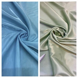 Soft Plain Sage Green Japanese /Sky Blue Dupioni Satin Fabric Material FREE P&P - Picture 1 of 13