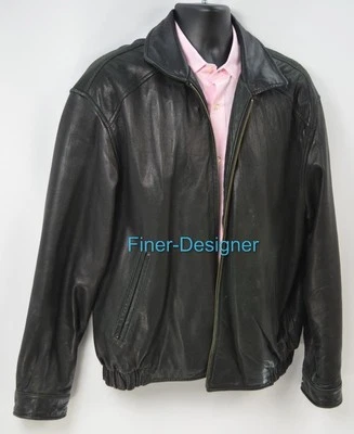 Hathaway Hombres Cuero Suave Bombardero ROPA EXTERIOR Chaqueta Cremallera Abrigo Gángster Moto XL DE COLECCIÓN Foto 1 de 4