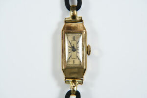B36D21- Art Deco Armbanduhr, 585er/ 14kt Gold Gehäuse